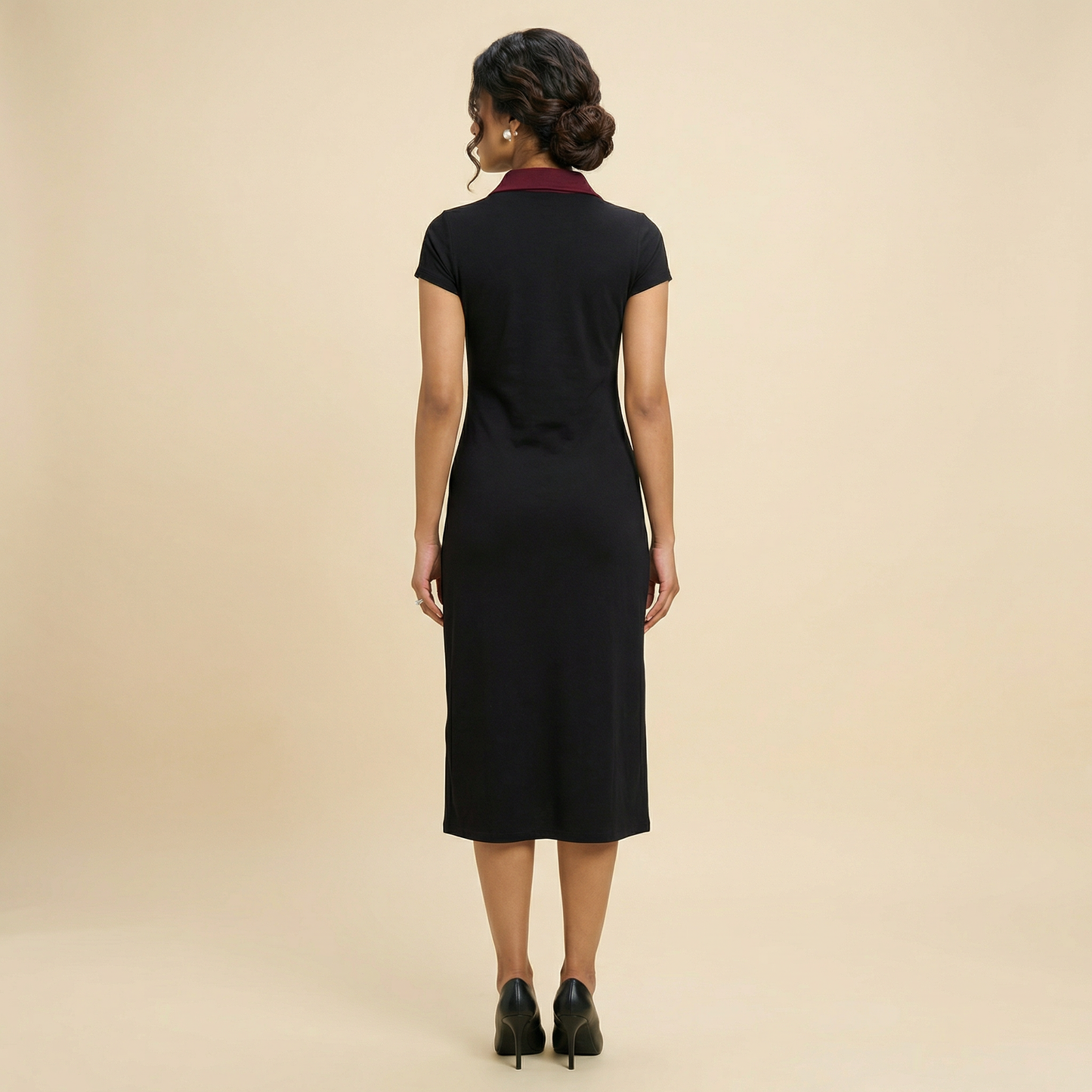 LW Noir Collar Midi Dress