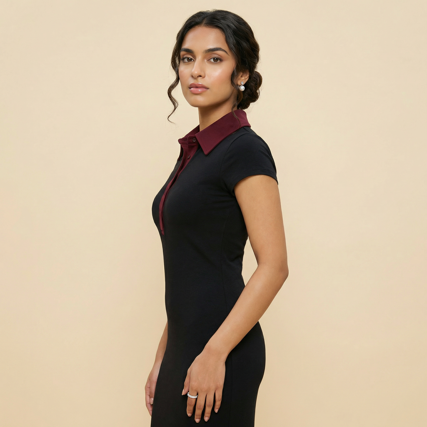 LW Noir Collar Midi Dress