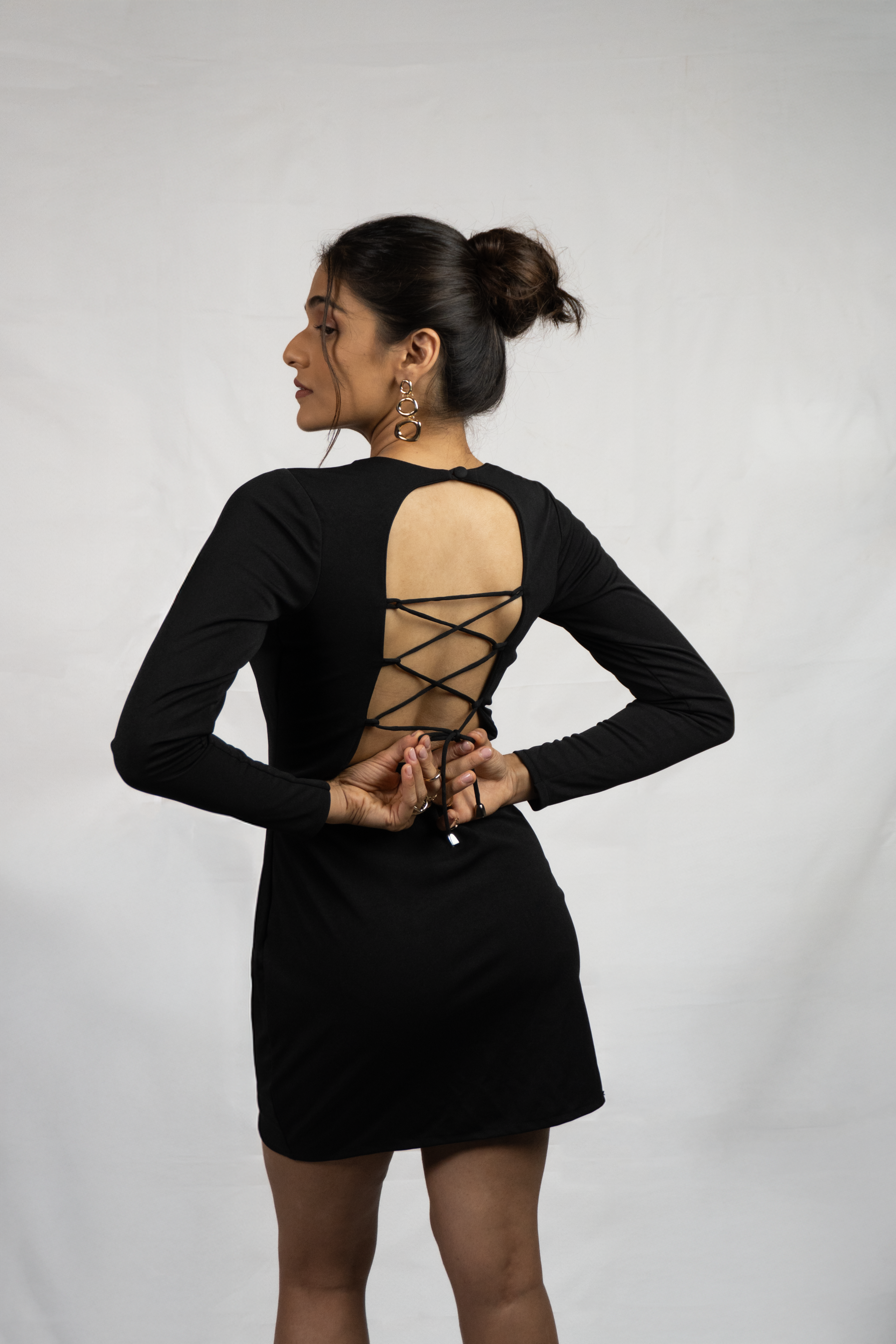 LW Bodycon Backless Black Dress