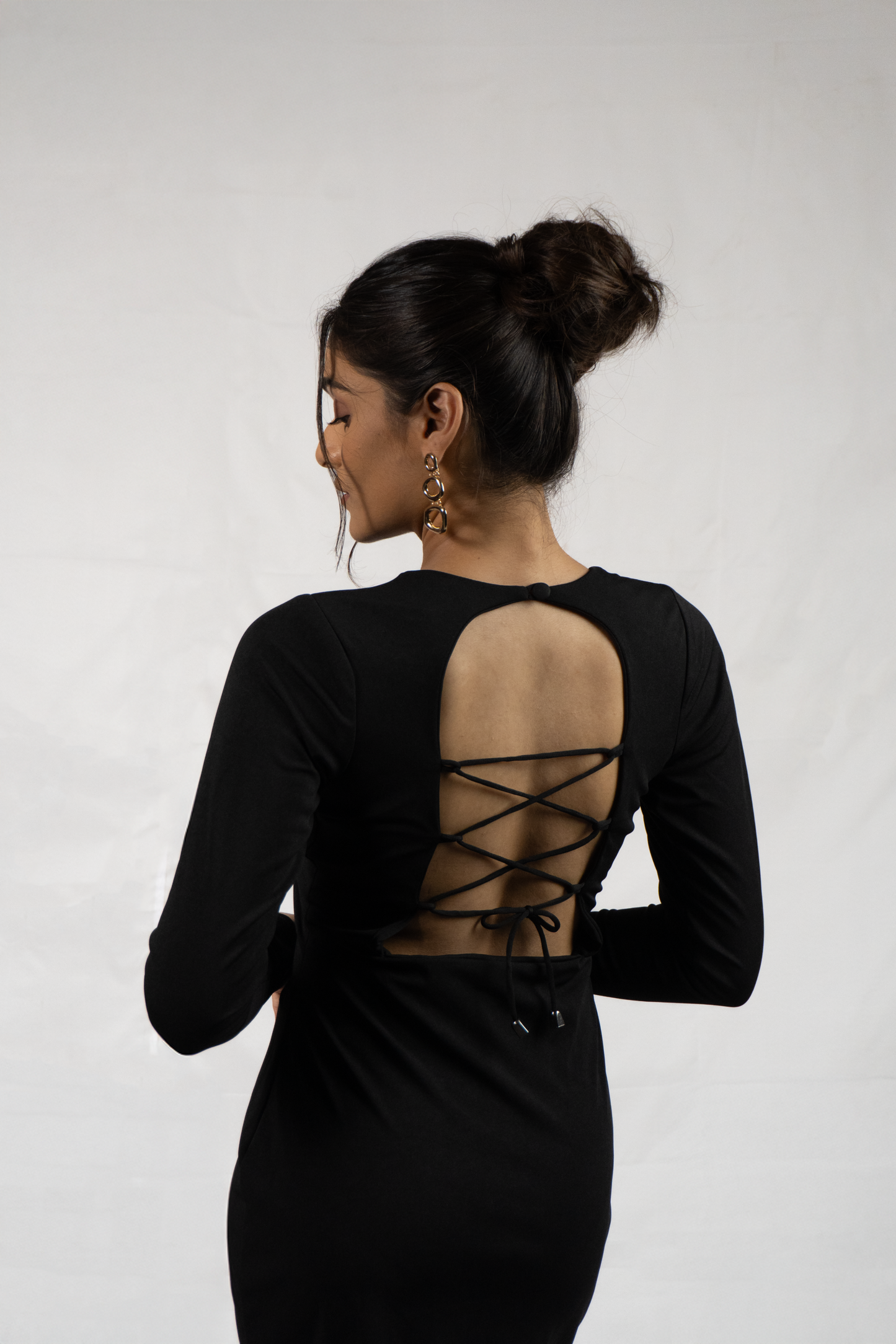 LW Bodycon Backless Black Dress